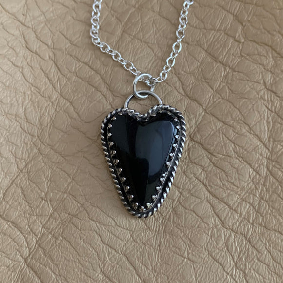 Lovely black jasper heart Sterling Silver Necklace