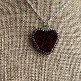 Spider woman jasper heart Sterling Silver Necklace