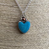 Tiny Kingman Turquoise heart Sterling Silver Necklace