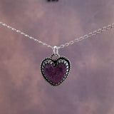 Sterling Silver and Lavender Stichtite heart necklace