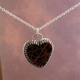 Spider woman jasper heart Sterling Silver Necklace