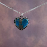 Kingman Turquoise heart Sterling Silver Necklace