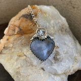 Blue Chalcedony Sterling Silver Heart Necklace
