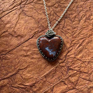 Red lace agate heart Necklace