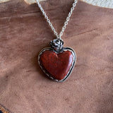 Red Moss Agate heart Necklace