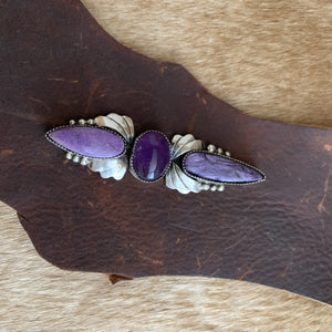 Lovely Purple 3 Stone statement ring size 7