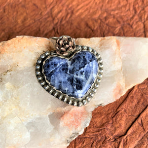 Sodalite Heart Sterling Silver Necklace.