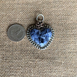 Sodalite Heart Sterling Silver Necklace.