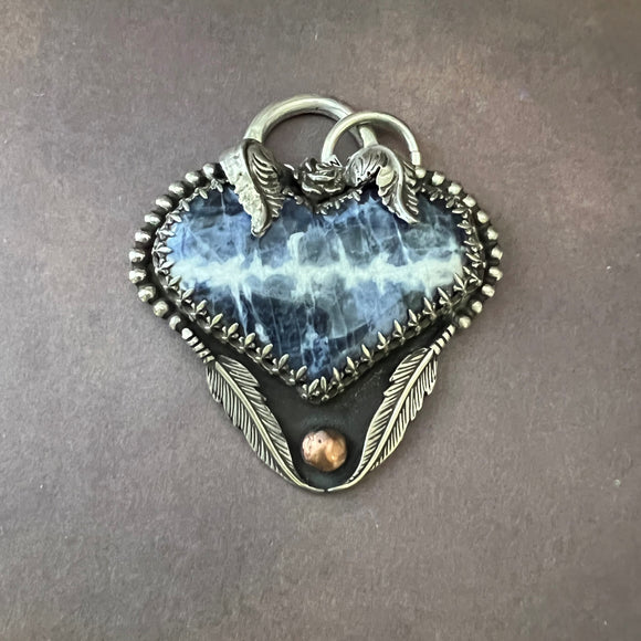 A Sodalite Heart Sterling Silver Necklace.
