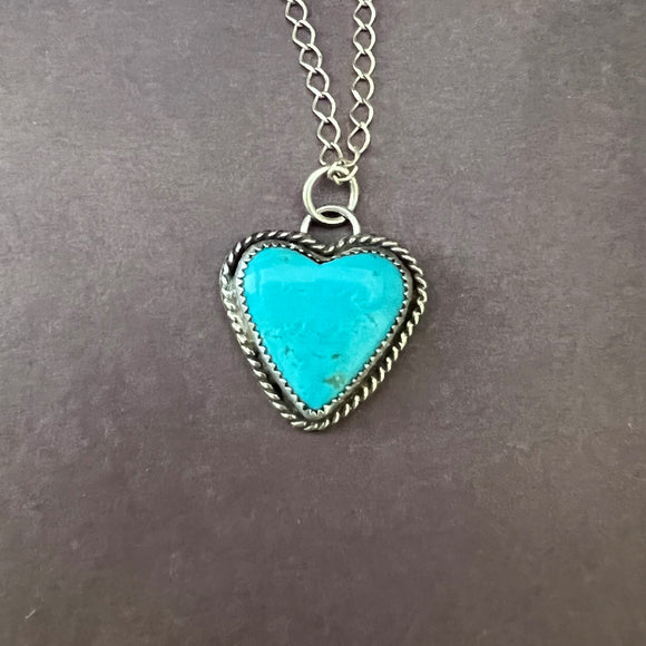 Turquoise Heart Sterling Silver Necklace.