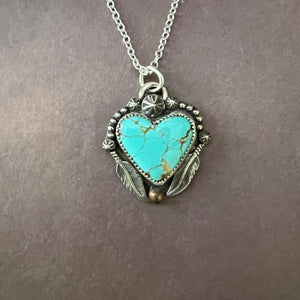 Turquoise  western heart pendant