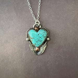 Turquoise western heart pendant