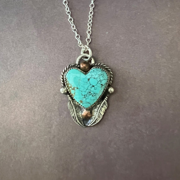 Turquoise western heart pendant