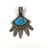 Sterling Silver feathers with Kingman Turquoise Pendant