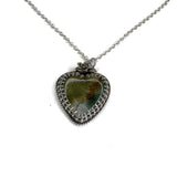 Gary Green Jasper heart Sterling Silver Necklace