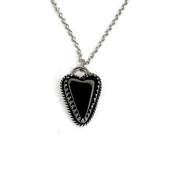 Lovely black jasper heart Sterling Silver Necklace