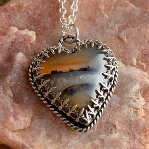 Montana Agate heart Sterling Silver Necklace