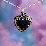 Blue Goldstone heart Sterling Silver Necklace