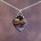 Ysite Agate heart Sterling Silver Necklace