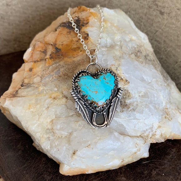 Baja Turquoise heart Sterling Silver Necklace