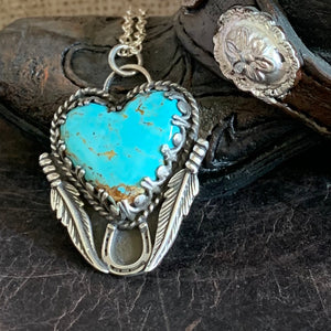Baja Turquoise heart Sterling Silver Necklace