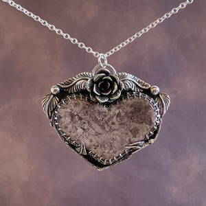 Purple Jasper heart Sterling Silver Necklace