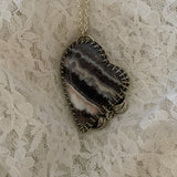 Purple lace agate Heart Sterling Silver Necklace