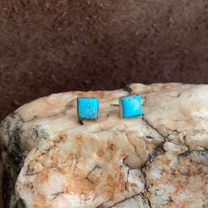 Square Kingman Turquoise Stud earrings 6MM