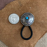 Flower with Turquoise Sterling Silver Hair Ties