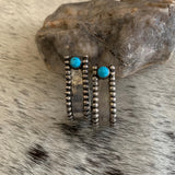Wide band hoop earrings with Kingman Turquoise