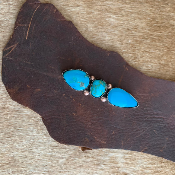 Lovely 3 Stone Turquoise ring Size 8