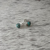 Sterling Silver Green Kingman Turquoise stud earrings 6MM