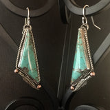 Sterling Silver Feathers with Baja Turquoise Earrings
