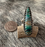 Stunning Blue Opal wood Sterling Silver Ring