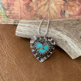 Sterling Silver Baby Baja Turquoise ruffled Heart Necklace