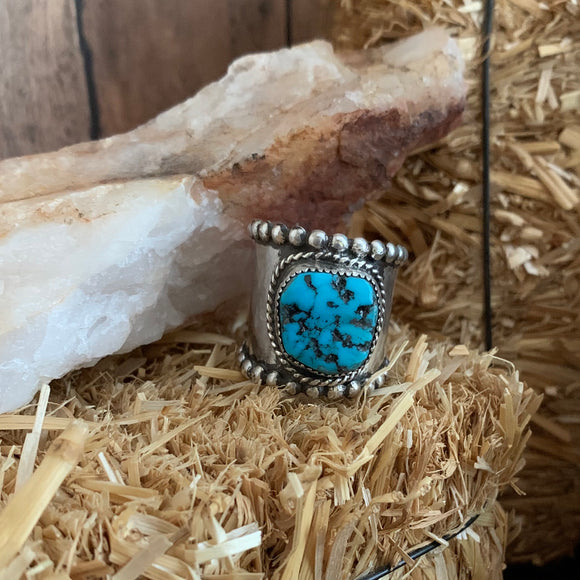 Wide Band Turquoise nugget ring Size 10.5