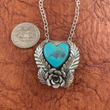 Baja Turquoise Heart Sterling Silver Necklace