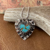 Sterling Silver Baby Baja Turquoise ruffled Heart Necklace