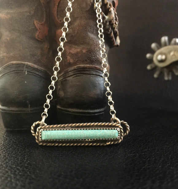 Turquoise Bar and Sterling Silver Necklace
