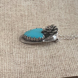 Baja Turquoise Heart Sterling Silver Necklace with a beautiful rose.