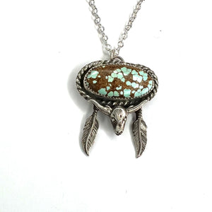 longhorn with feathers necklace
