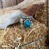 Wide Band Turquoise ring Size 10 with copper