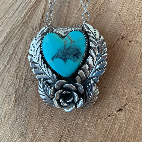 Baja Turquoise Heart Sterling Silver Necklace
