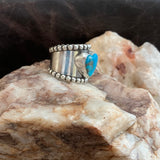 Wide Band Turquoise Heart ring Size 9.5