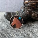 1 1/8 Round Sterling silver with horse head copper cutout