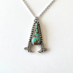 Turquoise and cowboy boots necklace
