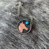 1 1/8 Round Sterling silver with horse copper cutout
