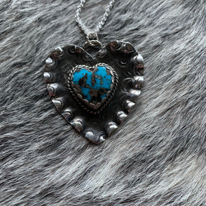 Sterling Silver ruffled Heart Necklace