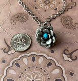 Sterling Silver flower with Kingman turquoise